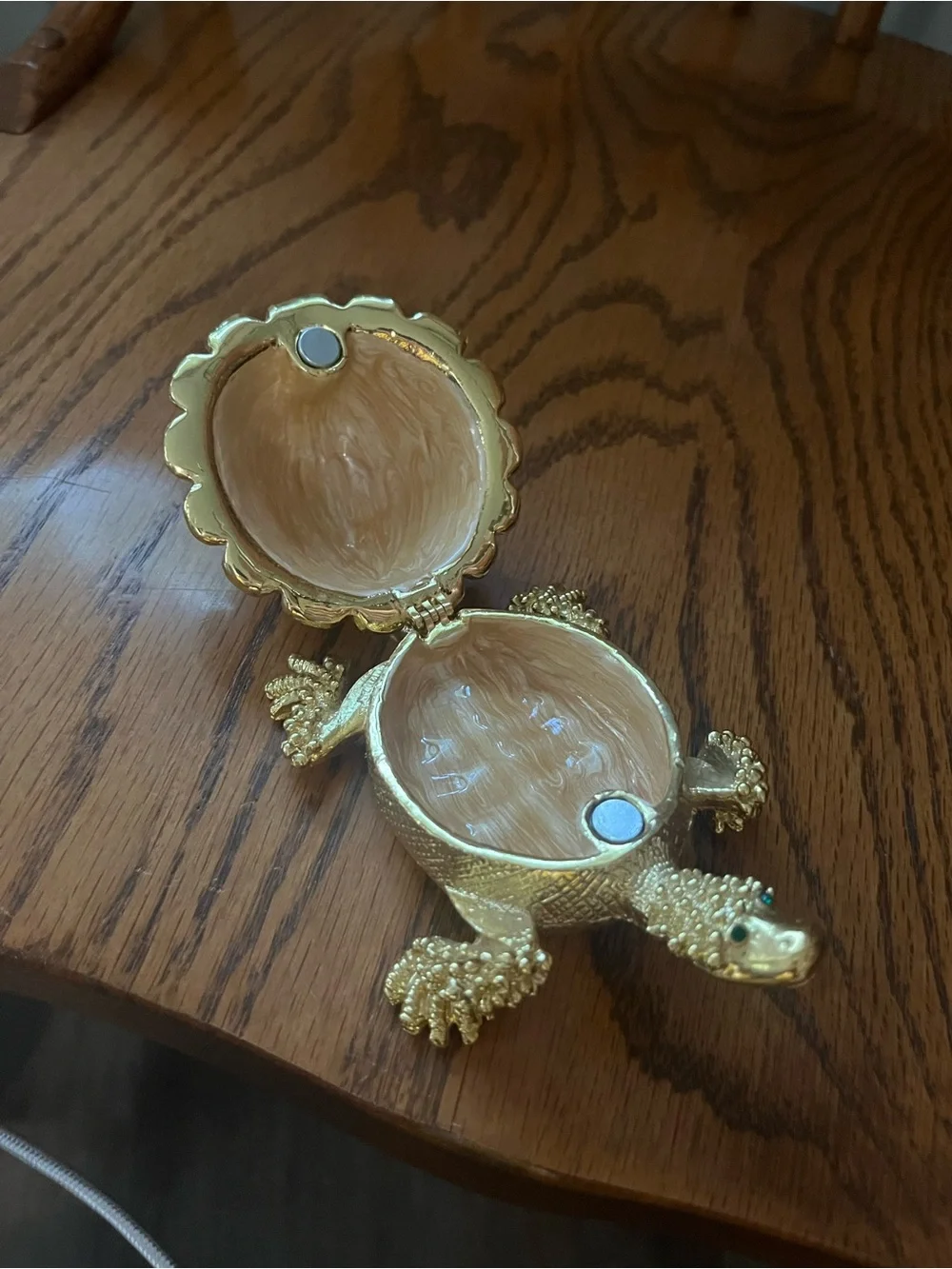 Gold and Green Jeweled Turtle Decorative Box - Home Accents